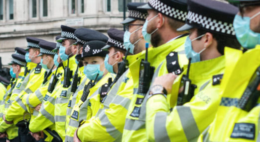 Police officers in a line